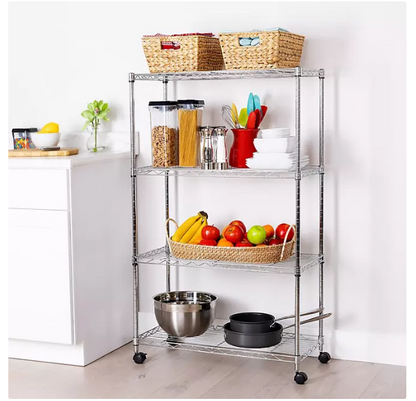 Seville Classics 4-Tier Steel Wire Shelving, 30" x 14" x 48" H