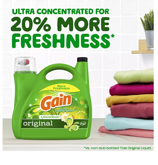 Gain Ultra Concentrated + Aroma Boost Laundry Detergent, Original Scent (208 fl. oz., 159 loads)