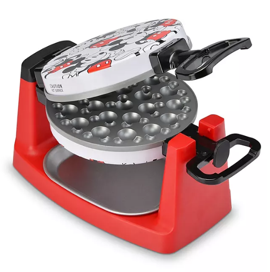 Mickey Mouse Rotating Bubble Waffle Maker, Single Flip Waffle Iron