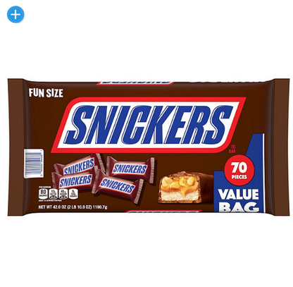 Snickers Fun Size Bulk Chocolate Candy Bars (42 oz., 70 ct.)