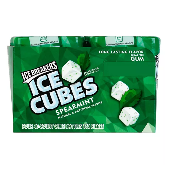 Ice Breakers Ice Cubes Sugar Free Gum, Spearmint (40 ct., 4 pks.)