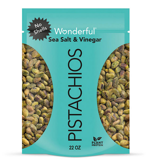 Wonderful Pistachios, No Shells, Sea Salt & Vinegar Flavored Nuts (22 oz.)