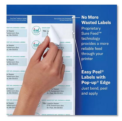 Avery Easy Peel Address Labels w/ Sure Feed Technology, Laser Printers, White, 100 Sheets/Box