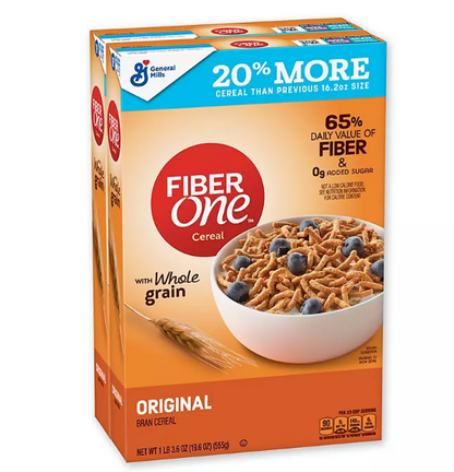 Fiber One Cereal, Original Bran (32.4 oz, 2 pk.)