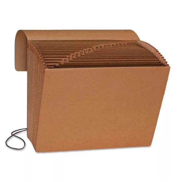 Smead 21 Pocket A-Z Indexed Expanding Files, Cord Closure, Kraft, Letter, Brown