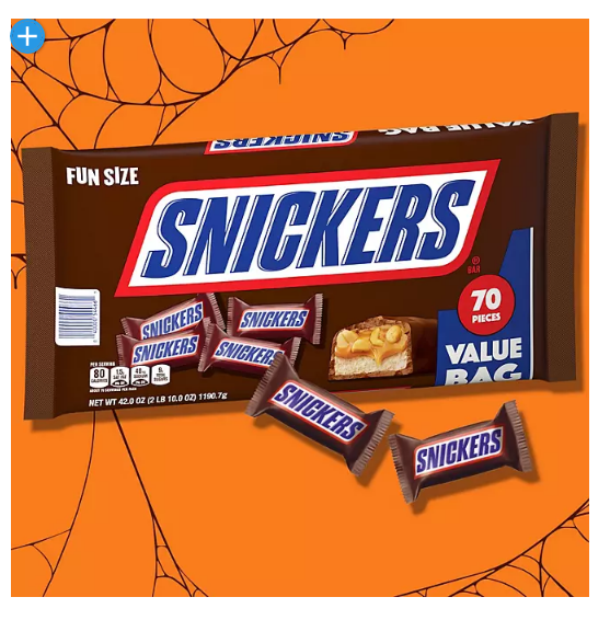 Snickers Fun Size Bulk Chocolate Candy Bars (42 oz., 70 ct.)