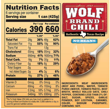 Wolf Brand "No Bean" Chili (15oz., 6pk.)