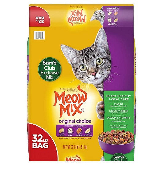 Meow Mix Original Choice Dry Cat Food, Heart Health & Oral Care Formula (32 lbs.)