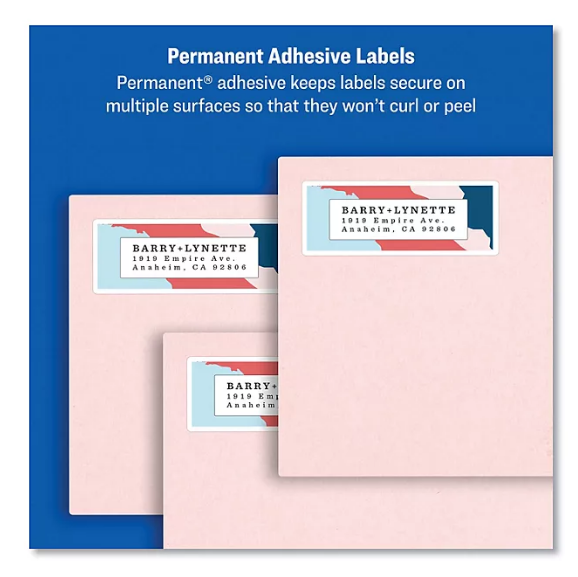 Avery Easy Peel Address Labels w/ Sure Feed Technology, Laser Printers, White, 100 Sheets/Box