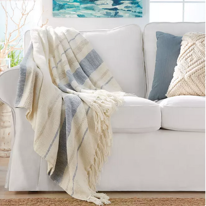 Member's Mark Woven Cotton Throw with Tassels, 60" x 70" (Assorted Colors)