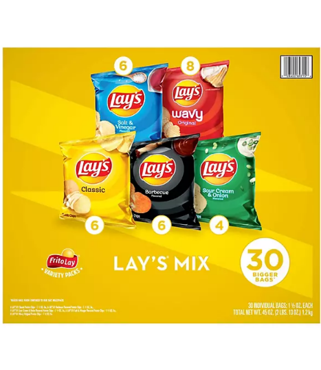 Lay's Mix Potato Chips Variety Pack (30 pk.)