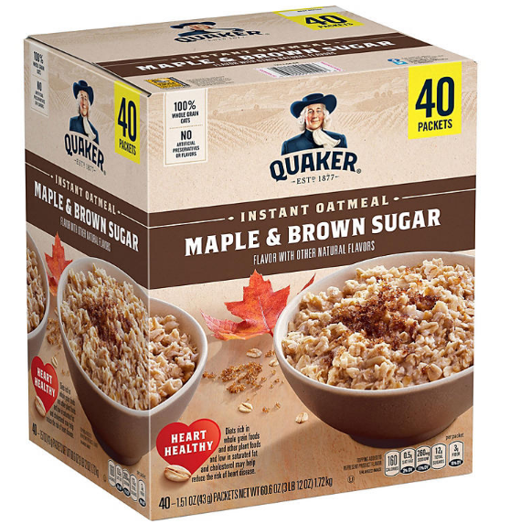 Quaker Instant Oatmeal, Maple Brown Sugar (40 pk.)