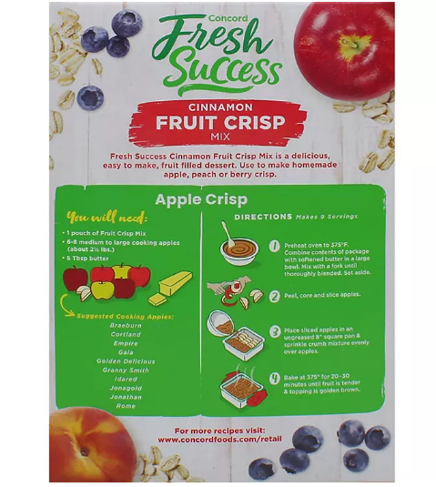 Concord Fresh Success Cinnamon Fruit Crisp Mix (8.5 oz., 5 pk.)