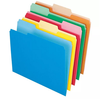 Member's Mark Two-Tone Color File Folders, Letter, 1/3-Cut, Assorted, 100/BX