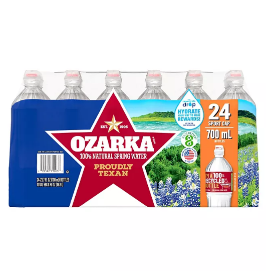 Ozarka Sportcap 100% Natural Spring Water (23.7 fl. oz., 24 pk.)