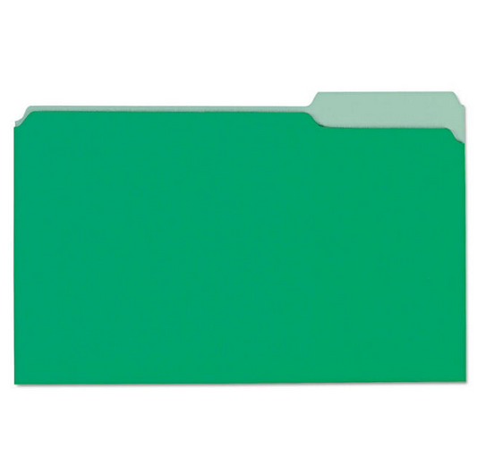 Universal File Folders, 1/3 Cut One-Ply Tab, Legal, Bright Green/Light Green, 100/Box (Various Types)