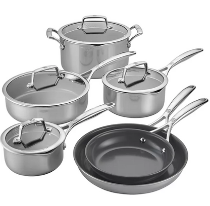 ZWILLING Energy Plus 10-pc Stainless Steel Ceramic Nonstick Cookware Set