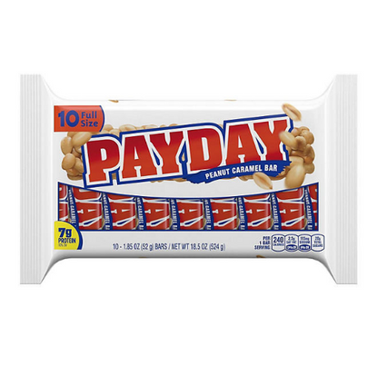 PAYDAY Peanut Caramel Candy, Individually Wrapped, Gluten Free, Bars (1.85 oz., 10 Count)