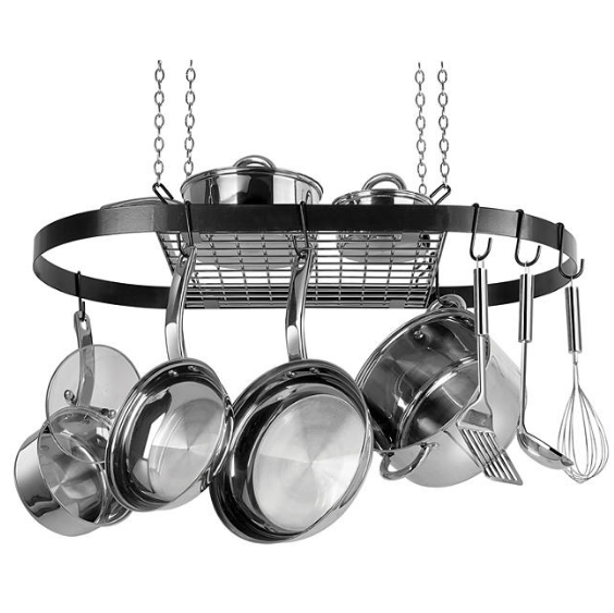 Range Kleen Black Enameled Steel Oval Hanging Pot Rack