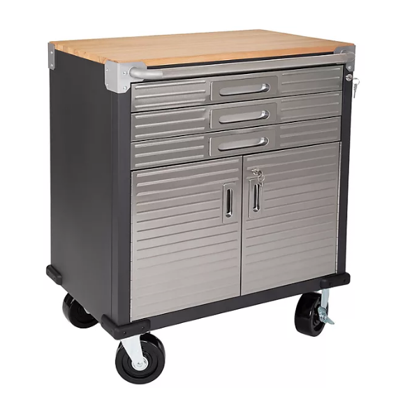 Seville Classics UltraHD 3-Drawer Rolling Lockable Storage Cabinet