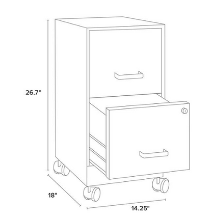 Hirsh 18" Deep 2-Drawer Mobile Letter Width Vertical File Cabinet (Assorted Colors)