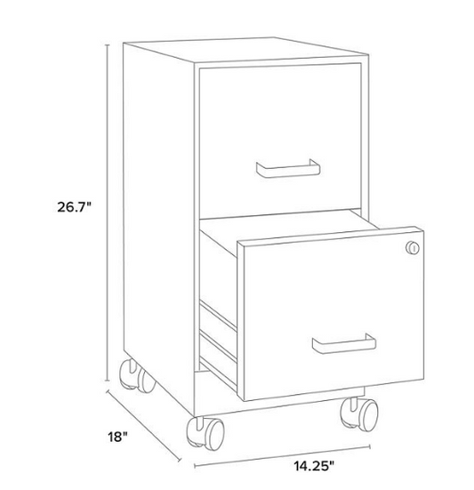 Hirsh 18" Deep 2-Drawer Mobile Letter Width Vertical File Cabinet (Assorted Colors)