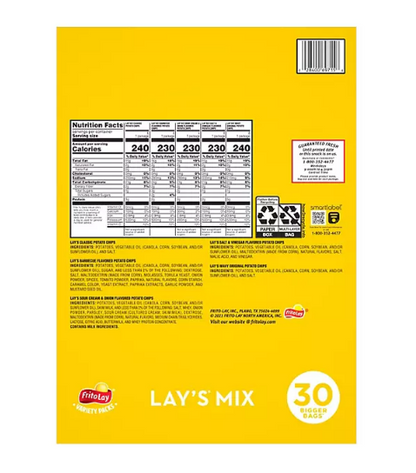 Lay's Mix Potato Chips Variety Pack (30 pk.)