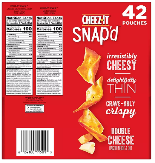 Cheez-It Snap'd, Variety Pack (0.75 oz., 42 pk.)