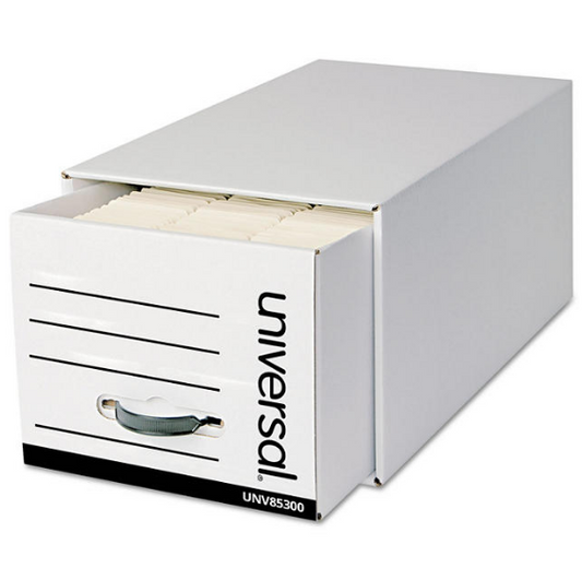 Universal® Heavy-Duty Storage Box Drawer, Letter, 14" x 25 1/2" x 11 1/2", White, 6/Carton