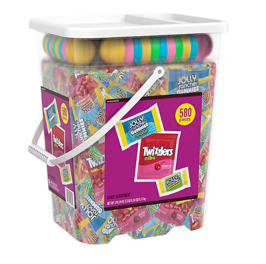 Hershey Sweets Bucket with TWIZZLER Cherry Nibs, JOLLY RANCHER Hard Candy, JOLLY RANCHER Gummies (216 oz., 580 pcs.)