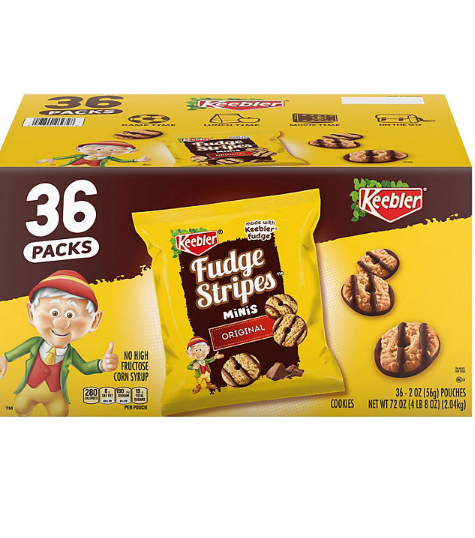 Keebler Mini Fudge Stripe Cookies 72 Ounce 36 Count Pouches in Carton