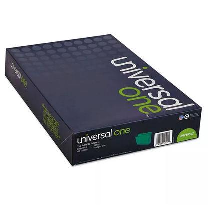 Universal File Folders, 1/3 Cut One-Ply Tab, Legal, Bright Green/Light Green, 100/Box (Various Types)