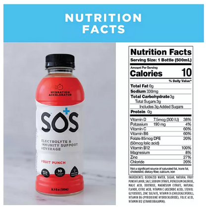 SOS Hydration Fruit Punch, Mango and Watermelon Variety Pack (16.9 fl. oz., 12 pk.)