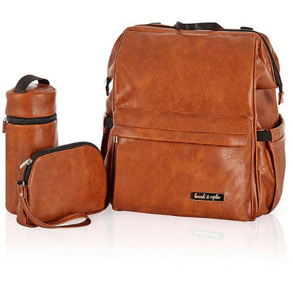 Hannah & Sophia Soho Traverse Diaper Backpack, Cognac