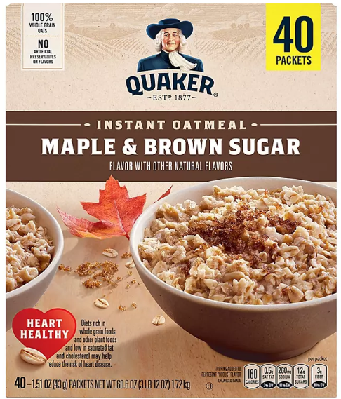 Quaker Instant Oatmeal, Maple Brown Sugar (40 pk.)