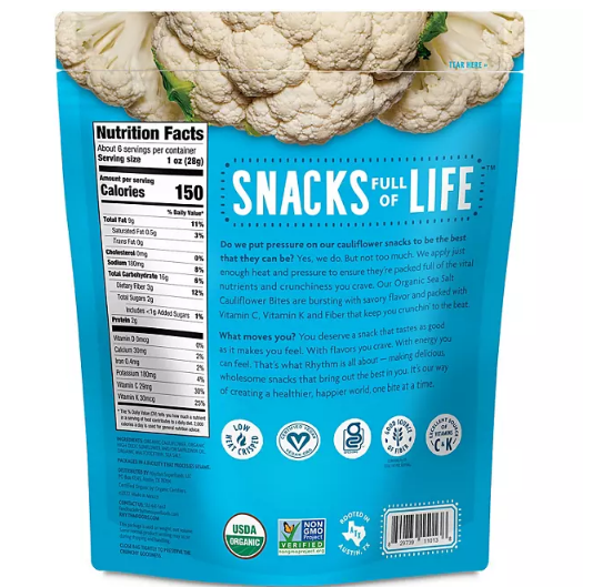 Rhythm Superfoods Sea Salt Cauliflower Bites (5.75 oz.)