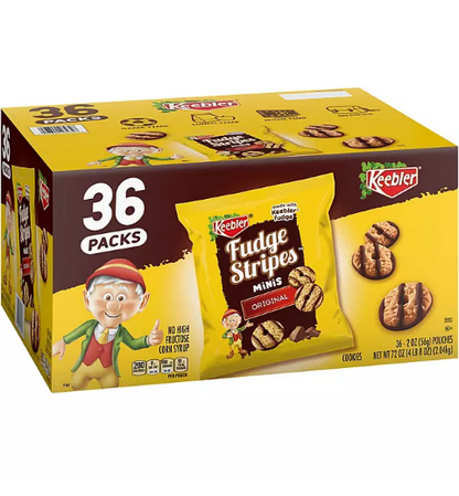 Keebler Mini Fudge Stripe Cookies 72 Ounce 36 Count Pouches in Carton