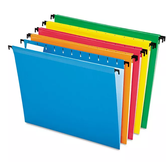 Pendaflex 1/5 Tab SureHook Hanging File Folders, Assorted Colors (Letter, 20 ct.)