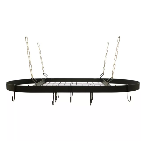 Range Kleen Black Enameled Steel Oval Hanging Pot Rack