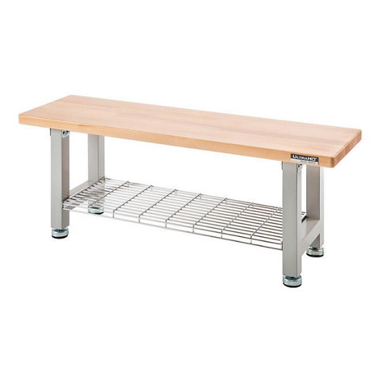 UltraHD 48" Wood Seating Bench with Storage Shelf