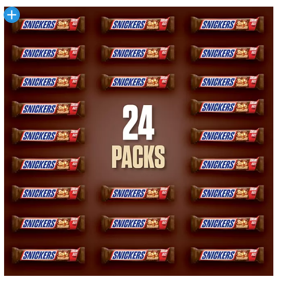 Snickers Chocolate Candy Bars Share Size Bulk Pack (3.29 oz., 24 ct.)