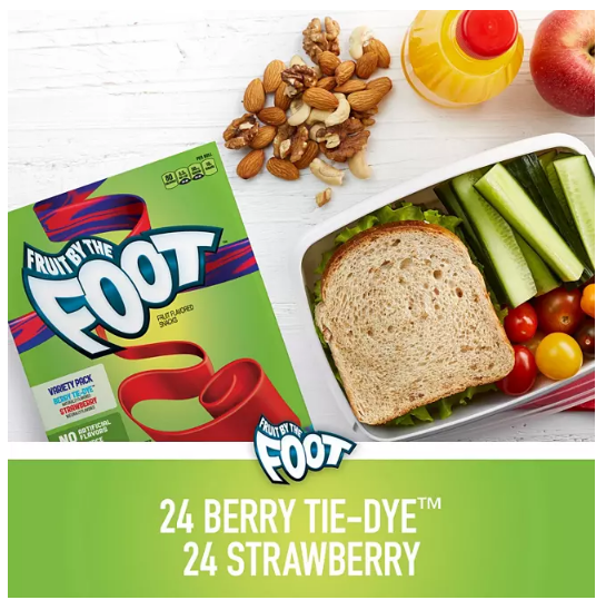 Fruit by the Foot Snacks, Berry Tie-Dye and Strawberry Variety Pack (48 ct.)