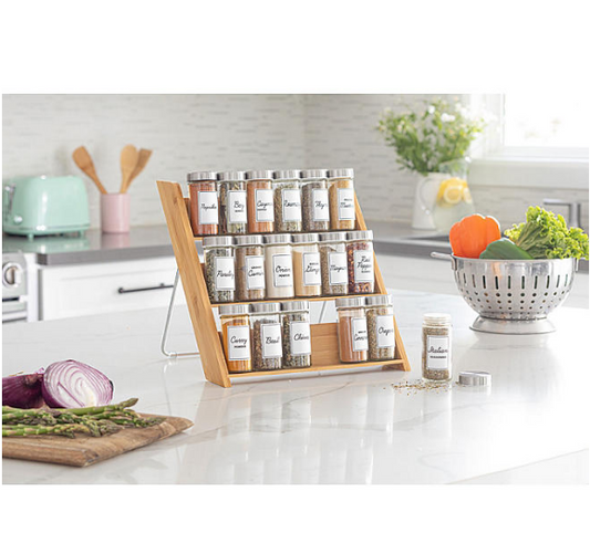 Orii 18-Jar Bamboo Counter To Drawer Spice Rack