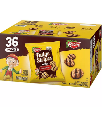 Keebler Mini Fudge Stripe Cookies 72 Ounce 36 Count Pouches in Carton