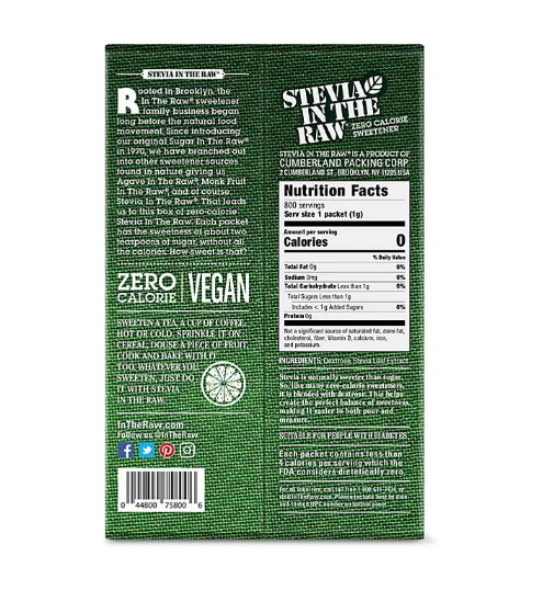 Stevia In The Raw Plant-Based Zero Calorie Sweetener Packets (800 ct.)