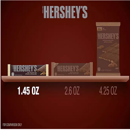 HERSHEY'S Milk Chocolate with Whole Almonds Treats, Bulk Individually Wrapped Candy Bars (1.45 oz., 36 ct.)