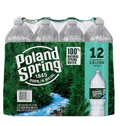 Poland Spring 100% Natural Spring Water (1.5L, 12 pk.)