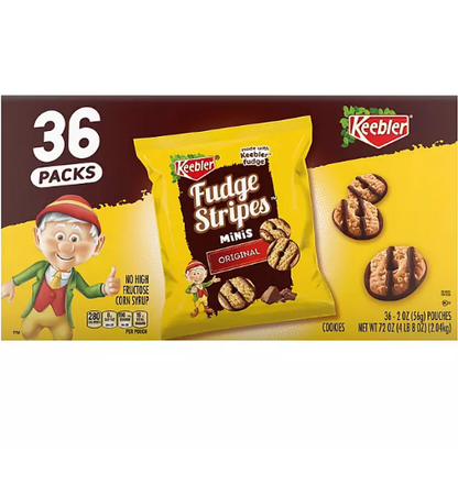 Keebler Mini Fudge Stripe Cookies 72 Ounce 36 Count Pouches in Carton