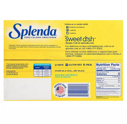 Splenda Zero Calorie Sweetener Packets (1,000 ct.)