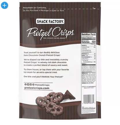 Snack Factory Pretzel Crisps, Dark Chocolate Crunch (18 oz.)